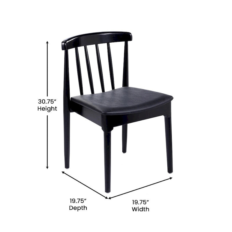 Commercial Solid Wood Dining Chair with Vinyl Padded Seat - Set of 2