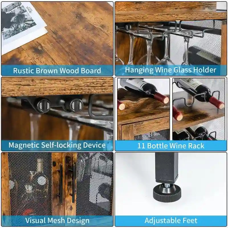 Wine Bar Rack Cabinet - 37.8D x 13.4W x 31.1H