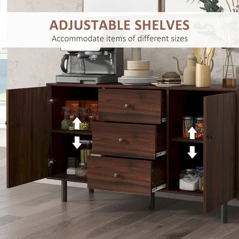 Sideboard with 2 Cupboards, 3 Drawers and Adjustable Shelves