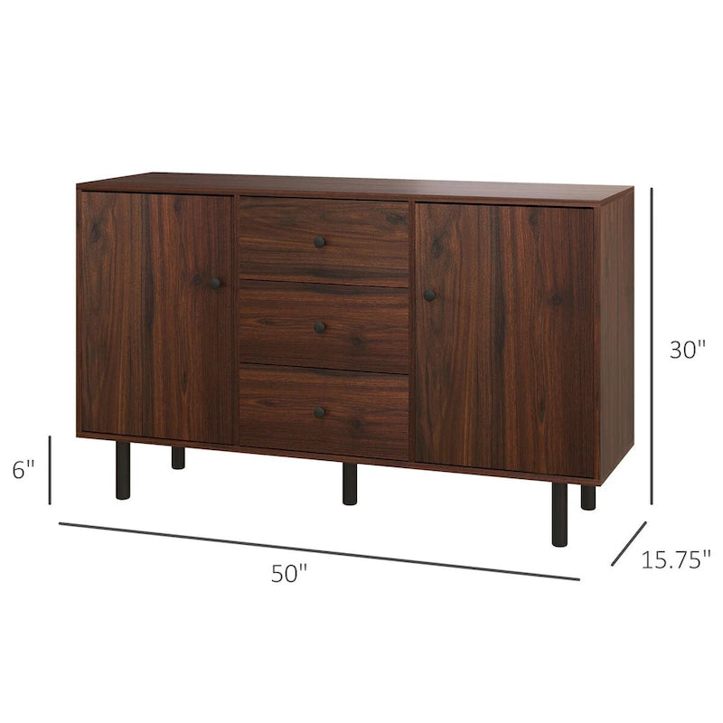 Sideboard with 2 Cupboards, 3 Drawers and Adjustable Shelves