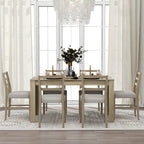 7-Piece Wooden Dining Table Set with 12 Leaf