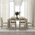 7-Piece Wooden Dining Table Set with 12 Leaf