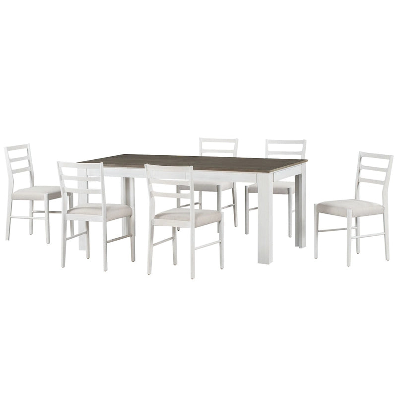 7-Piece Wooden Dining Table Set with 12 Leaf