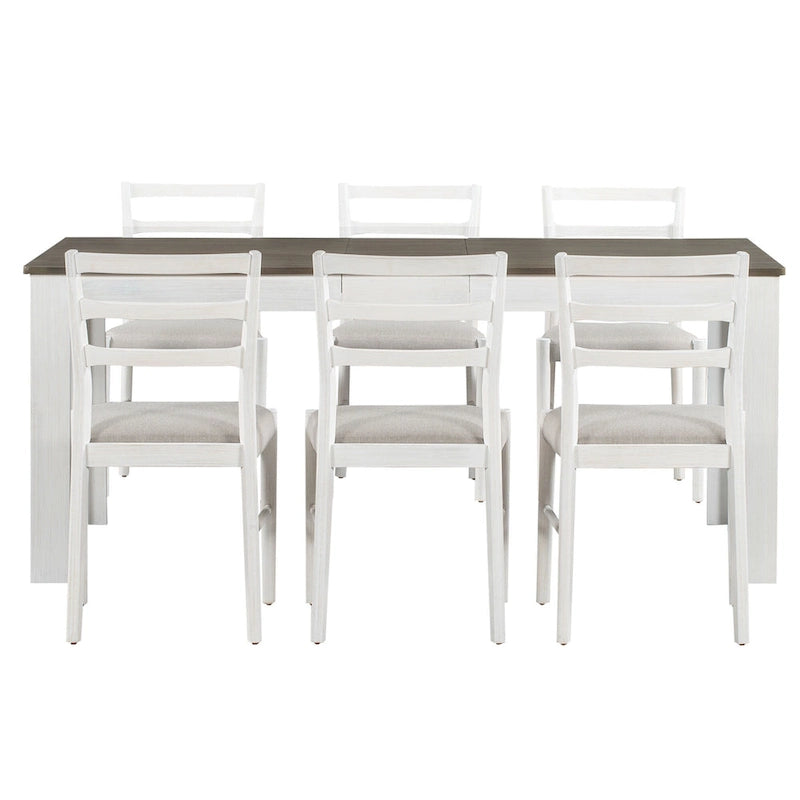 7-Piece Wooden Dining Table Set with 12 Leaf