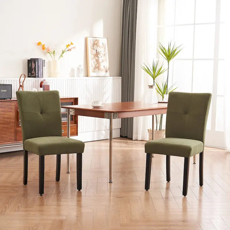 Set of 2 Fabric Upholstered Simple and Modern Design Tufted Back Dining Side Chair