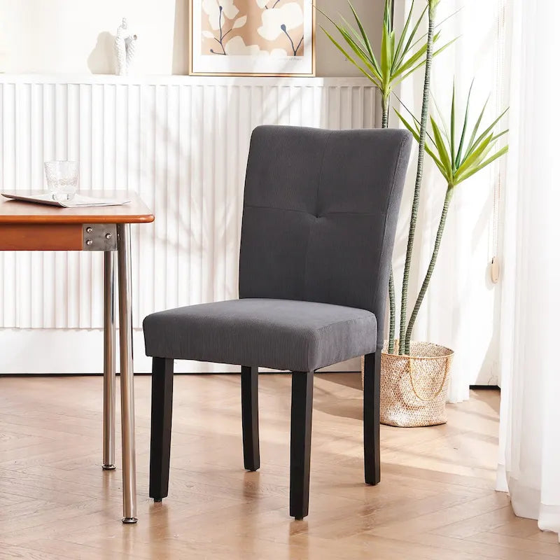 Set of 2 Fabric Upholstered Simple and Modern Design Tufted Back Dining Side Chair