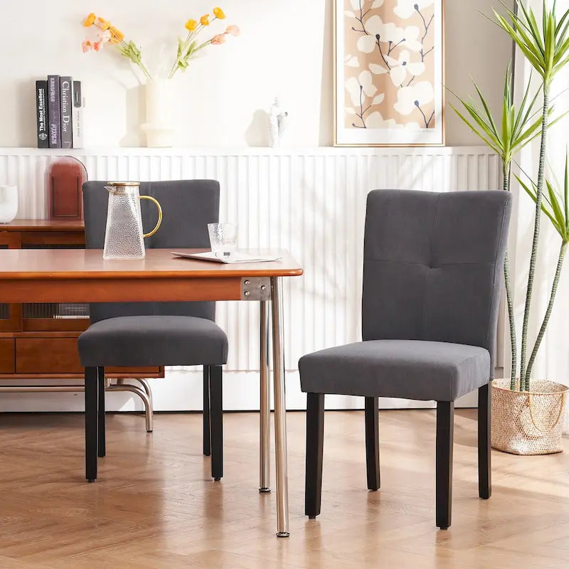 Set of 2 Fabric Upholstered Simple and Modern Design Tufted Back Dining Side Chair