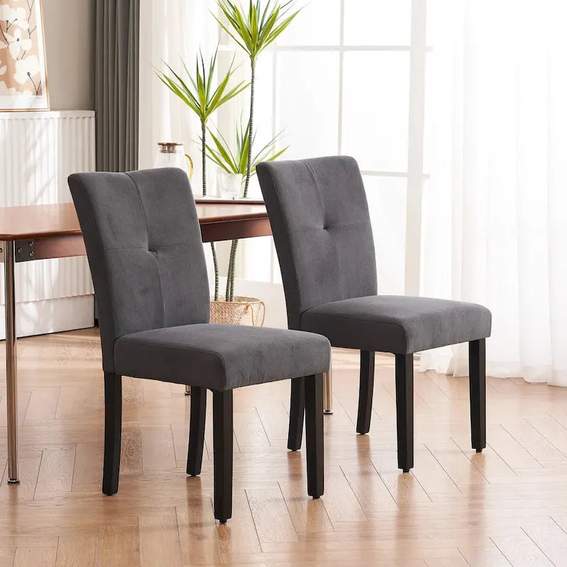 Set of 2 Fabric Upholstered Simple and Modern Design Tufted Back Dining Side Chair