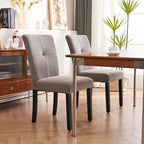 Set of 2 Fabric Upholstered Simple and Modern Design Tufted Back Dining Side Chair