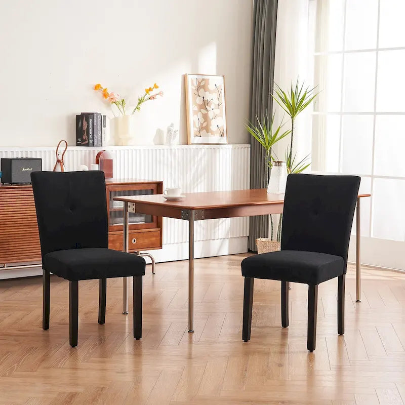 Set of 2 Fabric Upholstered Simple and Modern Design Tufted Back Dining Side Chair