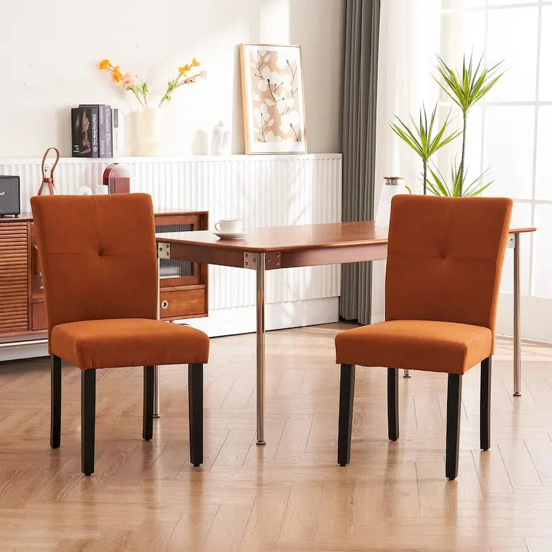 Set of 2 Fabric Upholstered Simple and Modern Design Tufted Back Dining Side Chair