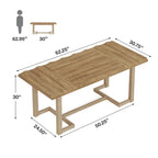 63-Inch Rectangular Dining Table with Solid Wood Leg and Thick Table Top for 4-6 People