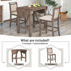 3-Piece Wood Counter Height Drop Leaf Dining Table Set with 2 Upholstered Dining Chairs for Small Place