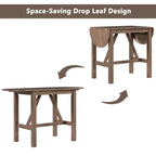 3-Piece Wood Counter Height Drop Leaf Dining Table Set with 2 Upholstered Dining Chairs for Small Place