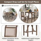 3-Piece Wood Counter Height Drop Leaf Dining Table Set with 2 Upholstered Dining Chairs for Small Place