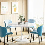 Grondin Mid-Century Modern Round Kitchen or Dining Table with Premium MDF Top and Steel Pedestal Base for Dining Room