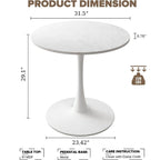 Grondin Mid-Century Modern Round Kitchen or Dining Table with Premium MDF Top and Steel Pedestal Base for Dining Room
