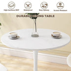 Grondin Mid-Century Modern Round Kitchen or Dining Table with Premium MDF Top and Steel Pedestal Base for Dining Room