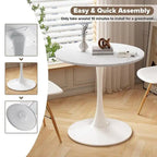 Grondin Mid-Century Modern Round Kitchen or Dining Table with Premium MDF Top and Steel Pedestal Base for Dining Room