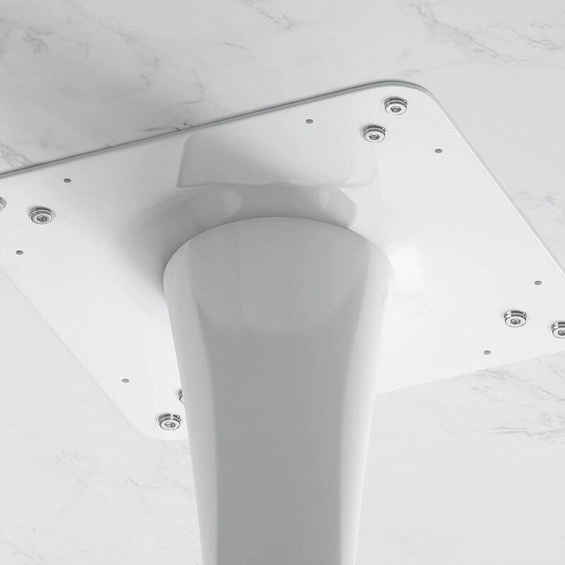 Grondin Mid-Century Modern Round Kitchen or Dining Table with Premium MDF Top and Steel Pedestal Base for Dining Room