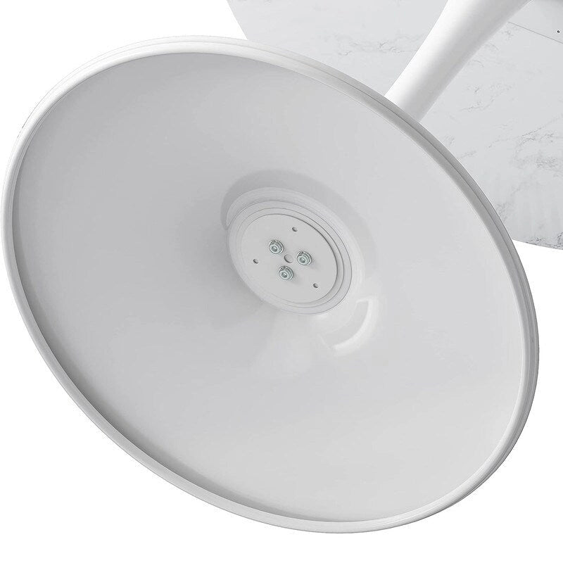 Grondin Mid-Century Modern Round Kitchen or Dining Table with Premium MDF Top and Steel Pedestal Base for Dining Room