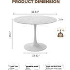Grondin Mid-Century Modern Round Kitchen or Dining Table with Premium MDF Top and Steel Pedestal Base for Dining Room