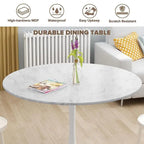 Grondin Mid-Century Modern Round Kitchen or Dining Table with Premium MDF Top and Steel Pedestal Base for Dining Room