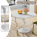 Grondin Mid-Century Modern Round Kitchen or Dining Table with Premium MDF Top and Steel Pedestal Base for Dining Room