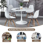 Grondin Mid-Century Modern Round Kitchen or Dining Table with Premium MDF Top and Steel Pedestal Base for Dining Room