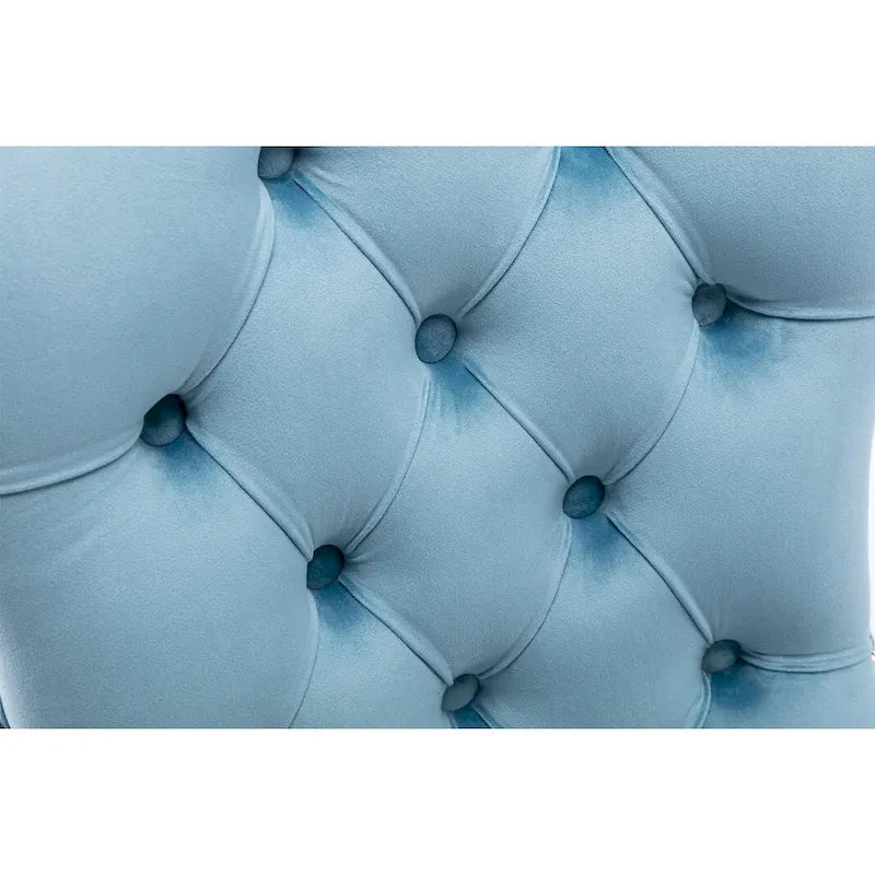 Set of 2 Linen Or Velvet Upholstered Dining Chairs with Nailhead Trim and Wooden Legs