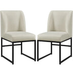 Yaheetech 2pcs Modern Upholstered Dining Chairs With Metal legs, Beige - N/A