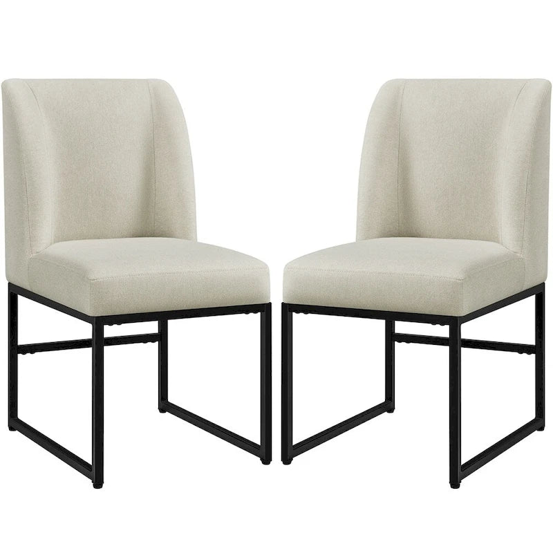 Yaheetech 2pcs Modern Upholstered Dining Chairs With Metal legs, Beige - N/A