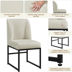 Yaheetech 2pcs Modern Upholstered Dining Chairs With Metal legs, Beige - N/A