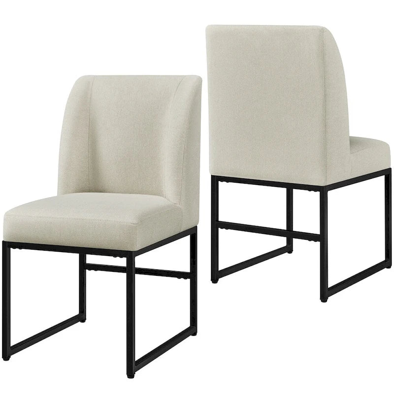 Yaheetech 2pcs Modern Upholstered Dining Chairs With Metal legs, Beige - N/A