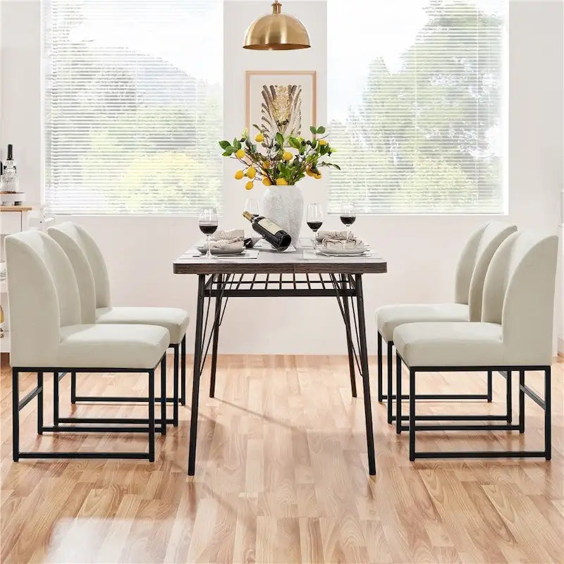 Yaheetech 2pcs Modern Upholstered Dining Chairs With Metal legs, Beige - N/A