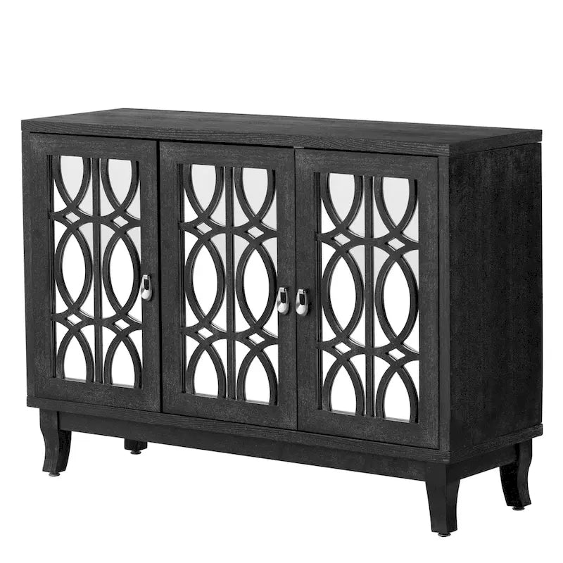 Sideboard with 3 Door Mirrored Buffet Cabinet