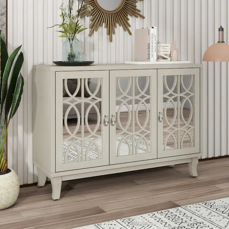 Sideboard with 3 Door Mirrored Buffet Cabinet