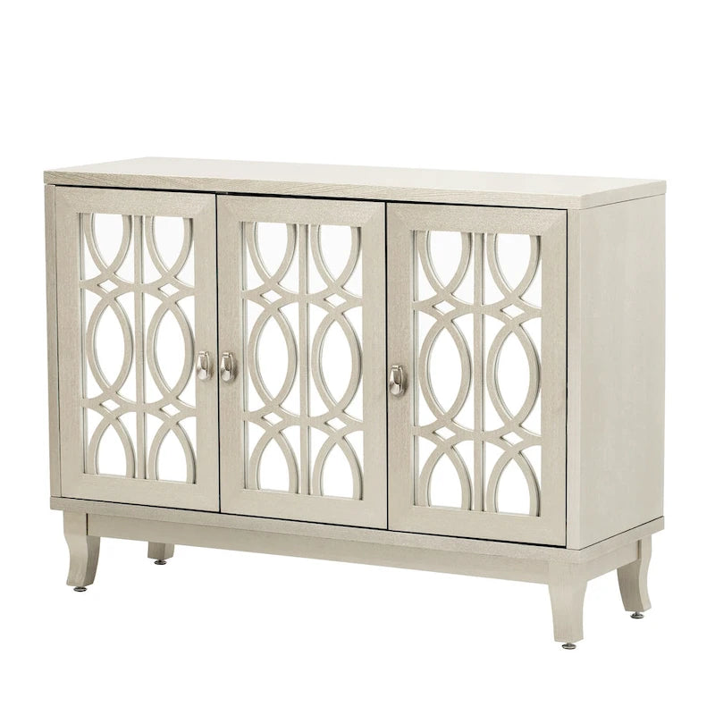 Sideboard with 3 Door Mirrored Buffet Cabinet
