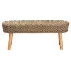 Denver Modern Bohemian Natural Seagrass and Acacia Wood Accent Bench
