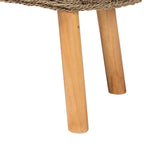 Denver Modern Bohemian Natural Seagrass and Acacia Wood Accent Bench