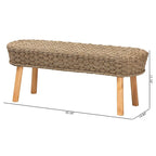 Denver Modern Bohemian Natural Seagrass and Acacia Wood Accent Bench