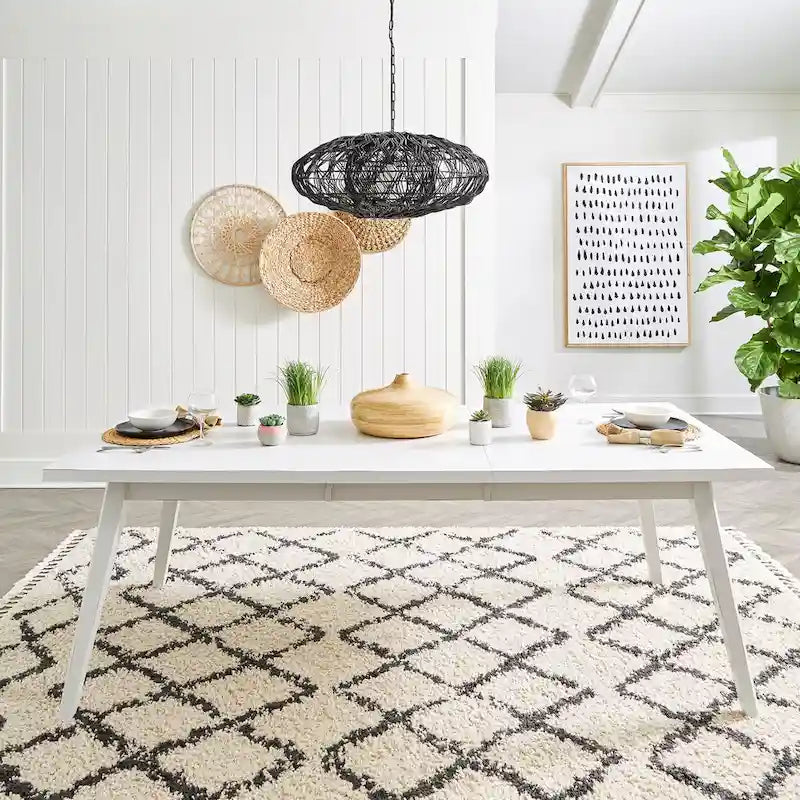 Capeside Cottage White and Black 6 Piece Rectangular Table Set