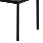 3 Piece Dining Table Set, 2 Benches, Brown Wood Grain Top, Black Metal