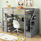 Nestfair Twin Size Loft Bed with Desk and Shelves