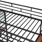 Twin Size Loft Metal Bed with 3 Layers of Shelves and Desk