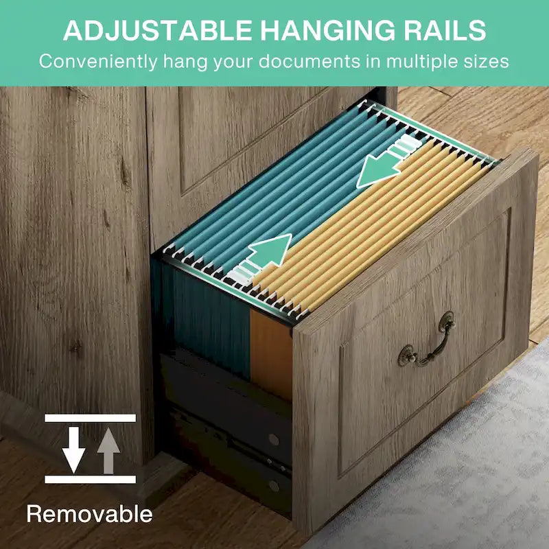 4-Drawer File Cabinet for Home Office, Wood Vertical Filing Cabinet for A4/Letter Size