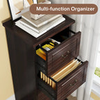 4-Drawer File Cabinet for Home Office, Wood Vertical Filing Cabinet for A4/Letter Size