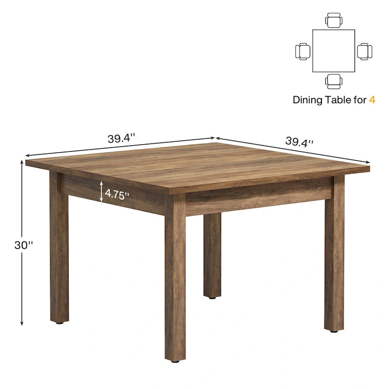 39.4 Inches Square Conference Table with Solid Wood Legs for Meeting Room