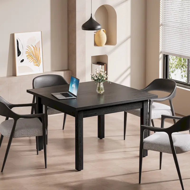 39.4 Inches Square Conference Table with Solid Wood Legs for Meeting Room