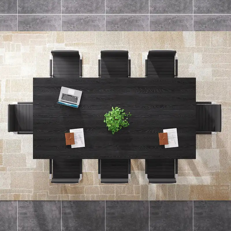 39.4 Inches Square Conference Table with Solid Wood Legs for Meeting Room